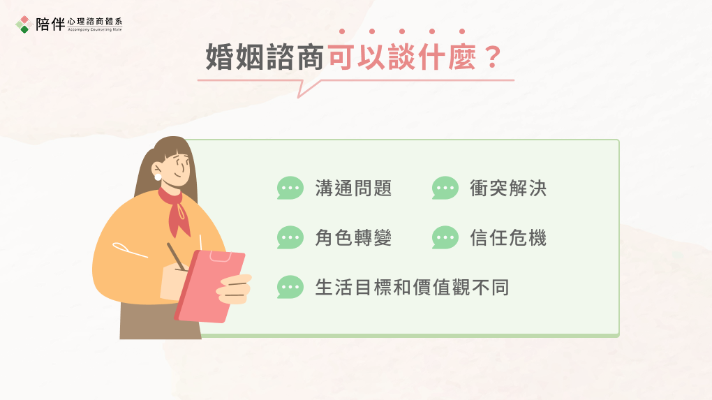 婚姻諮商/伴侶諮商 1 婚姻諮商可以談什麼?